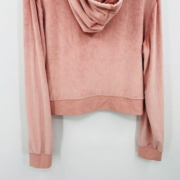 Splendid Size Large Dusty Pink Long Sleeve Velvet Cropped Hoodie - Picture 8 of 9